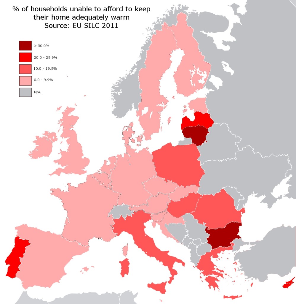 Procent gospodarstw domowych niezdolnych do opłacenia kosztów ogrzewania. Źródło: fuelpoverty.eu
